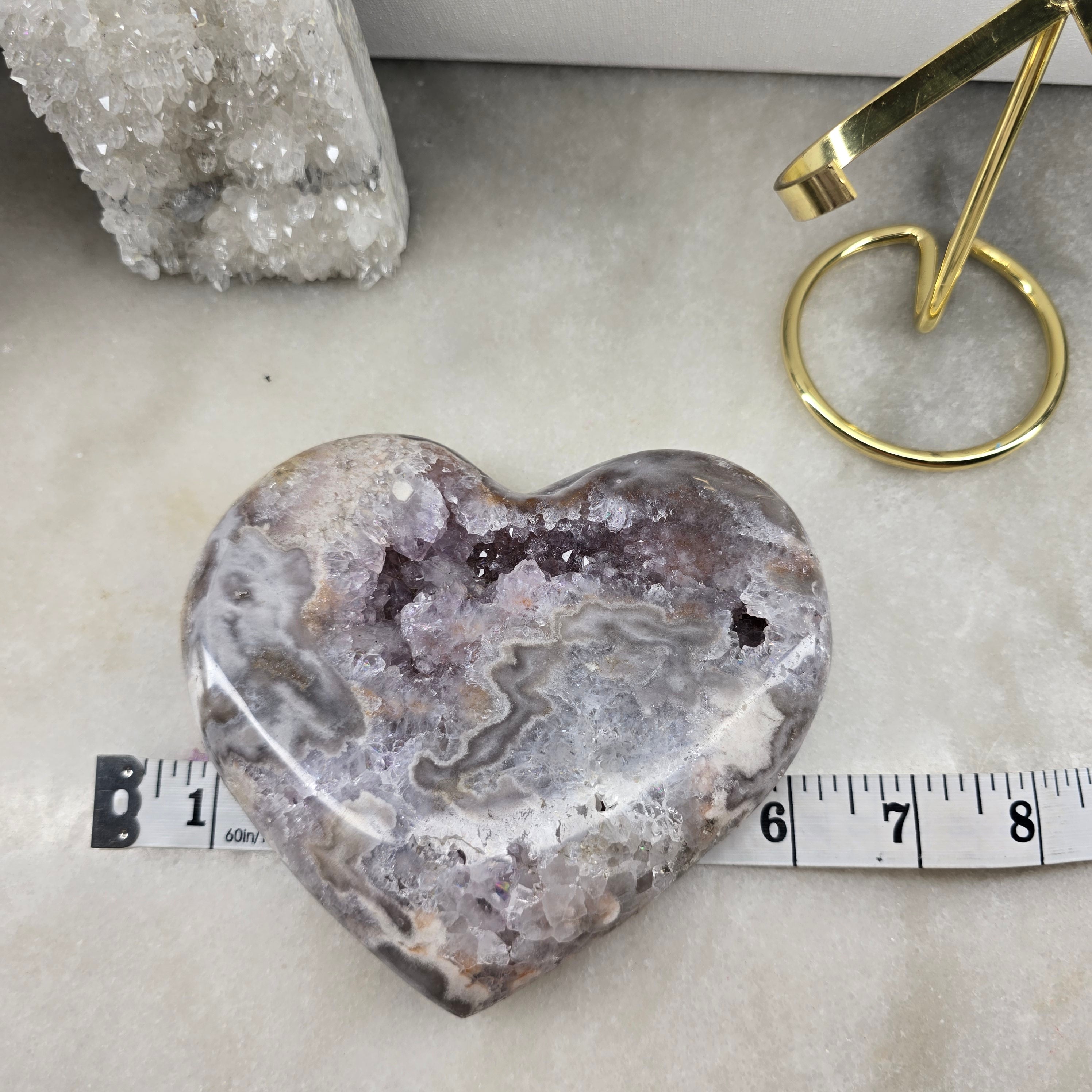 Pink Amethyst polish heart