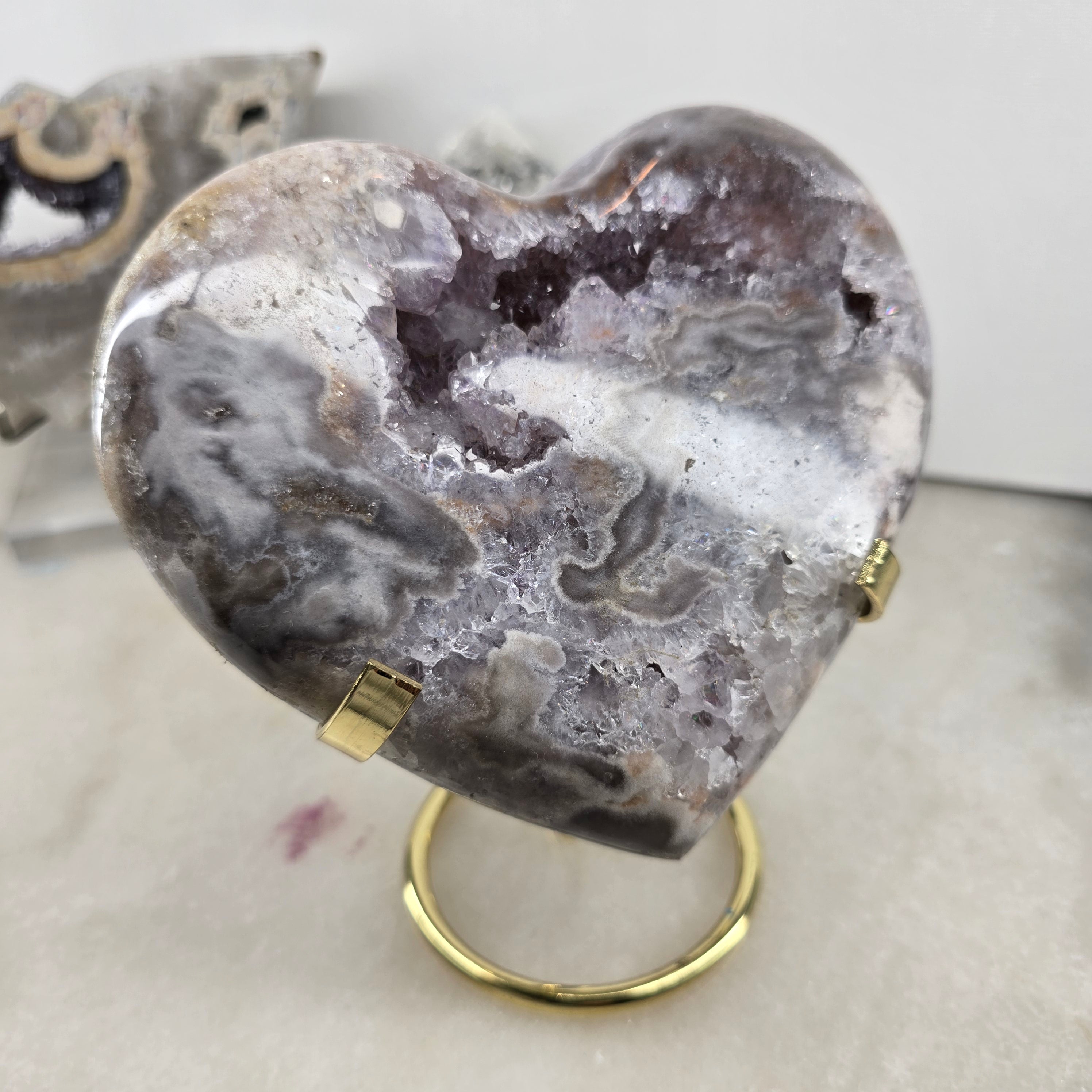 Pink Amethyst polish heart