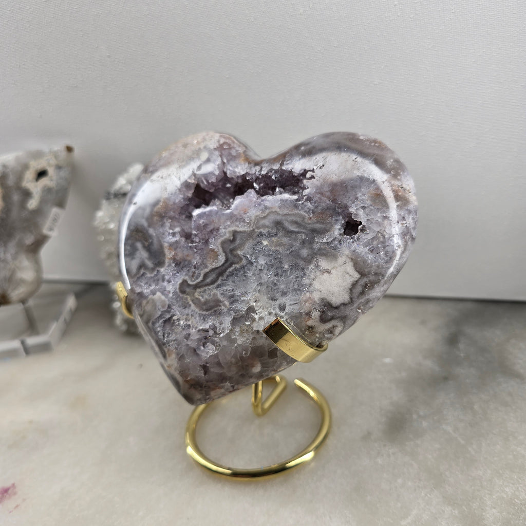 Pink Amethyst polish heart
