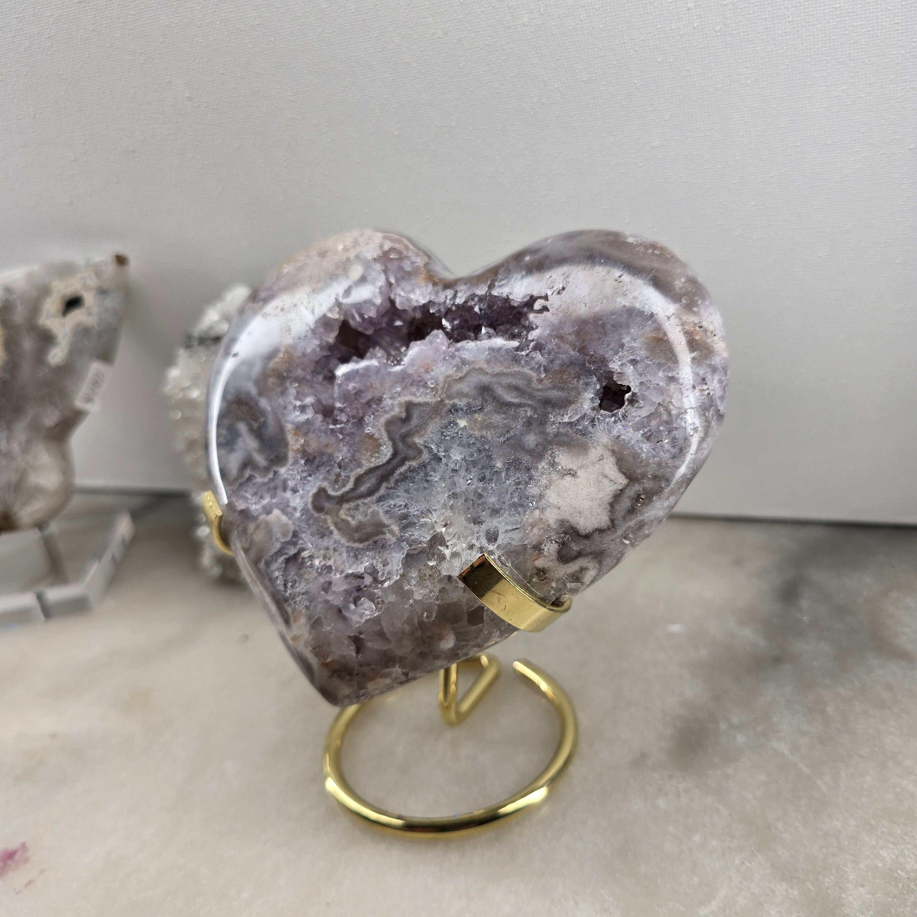 Pink Amethyst polish heart