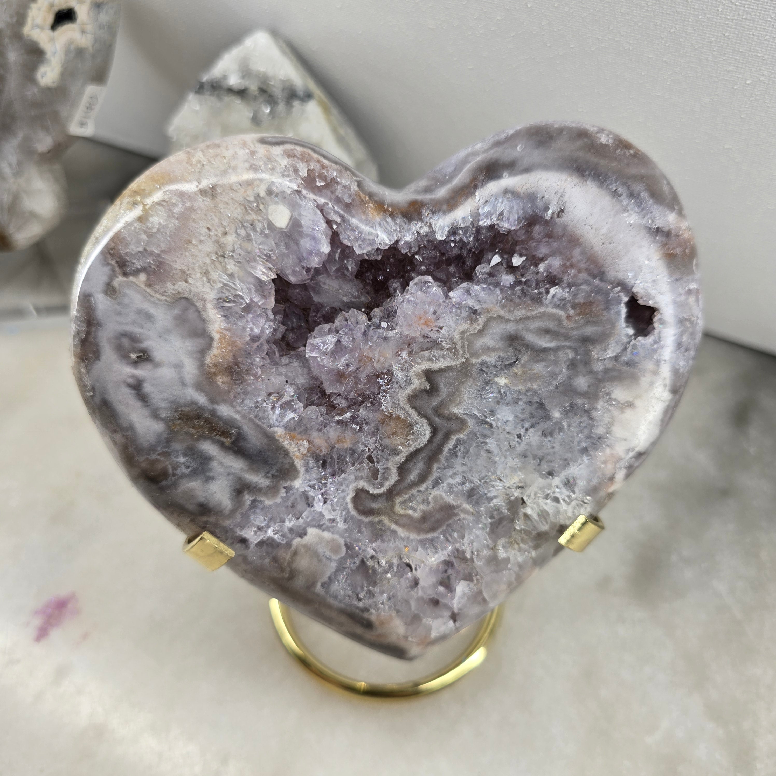 Pink Amethyst polish heart