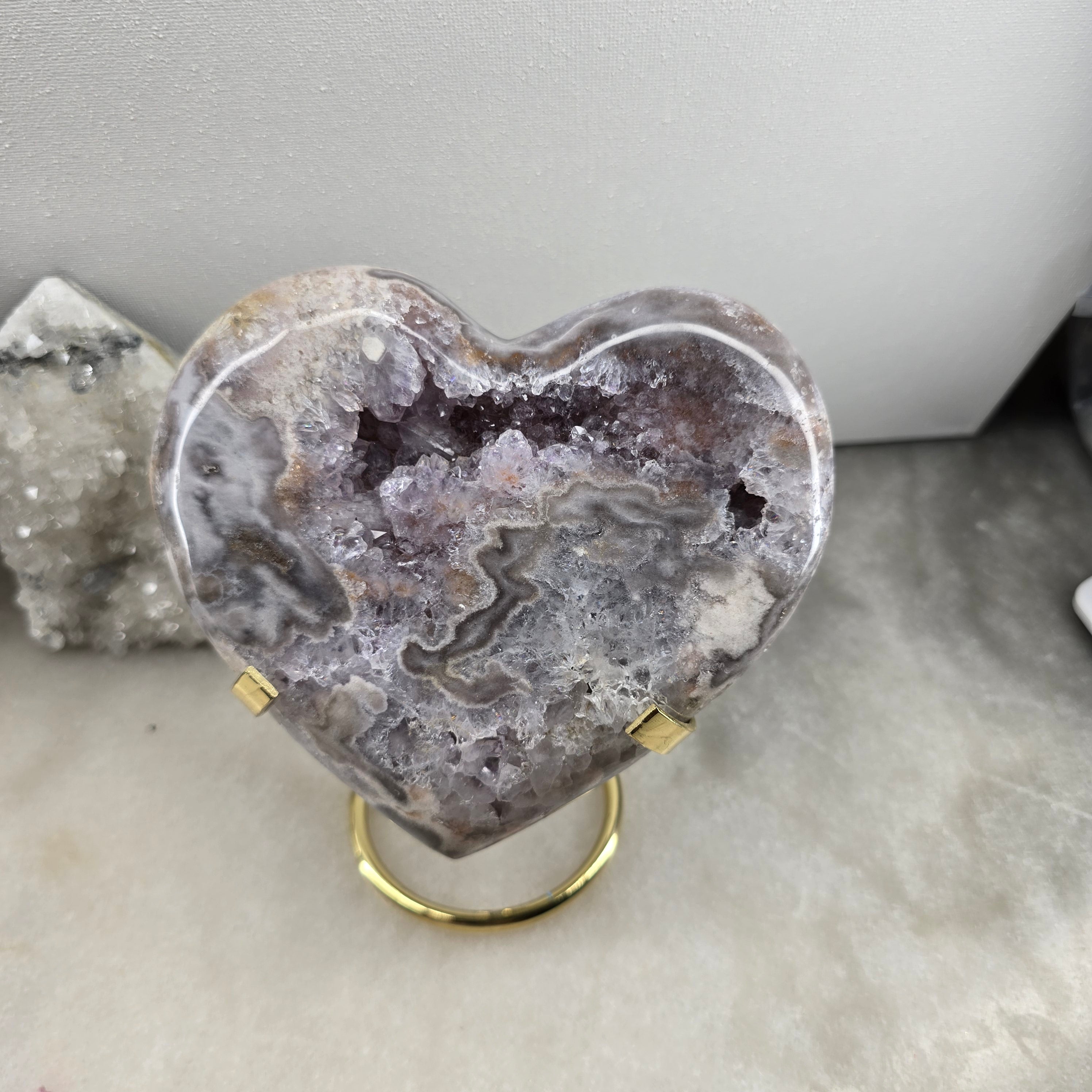 Pink Amethyst polish heart