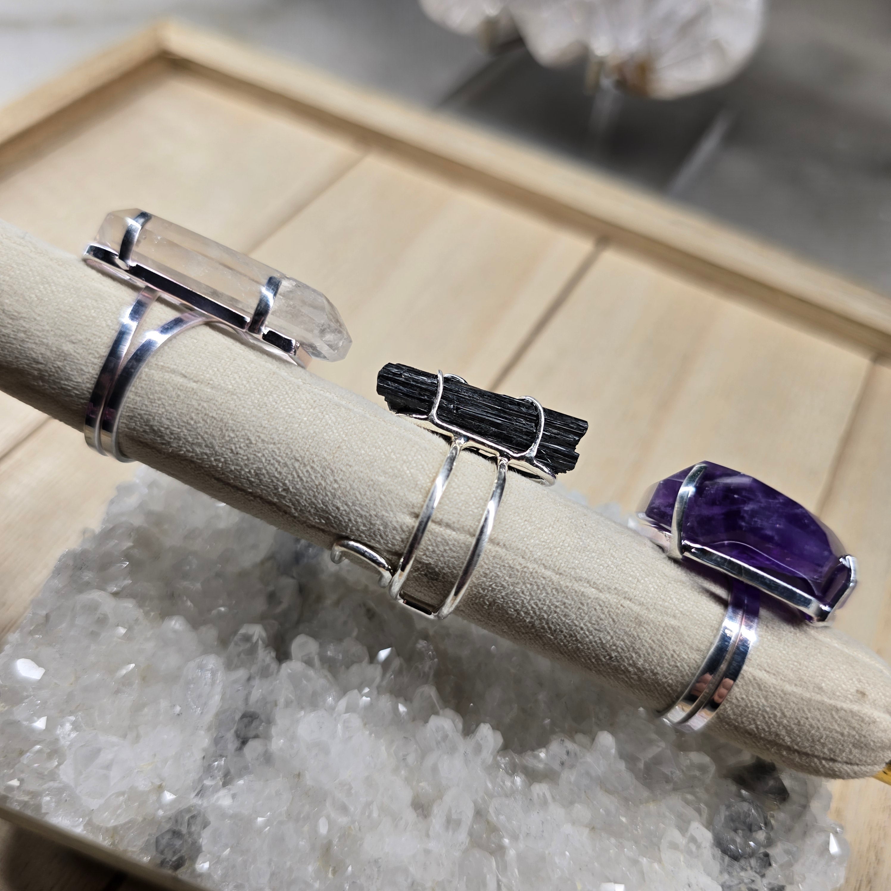 Silver or Gold Plated Crystal Rings From Brazil