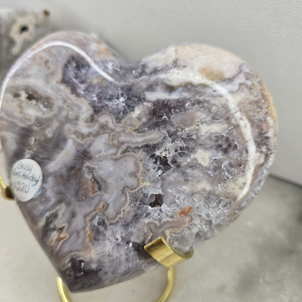 Pink Amethyst polish heart