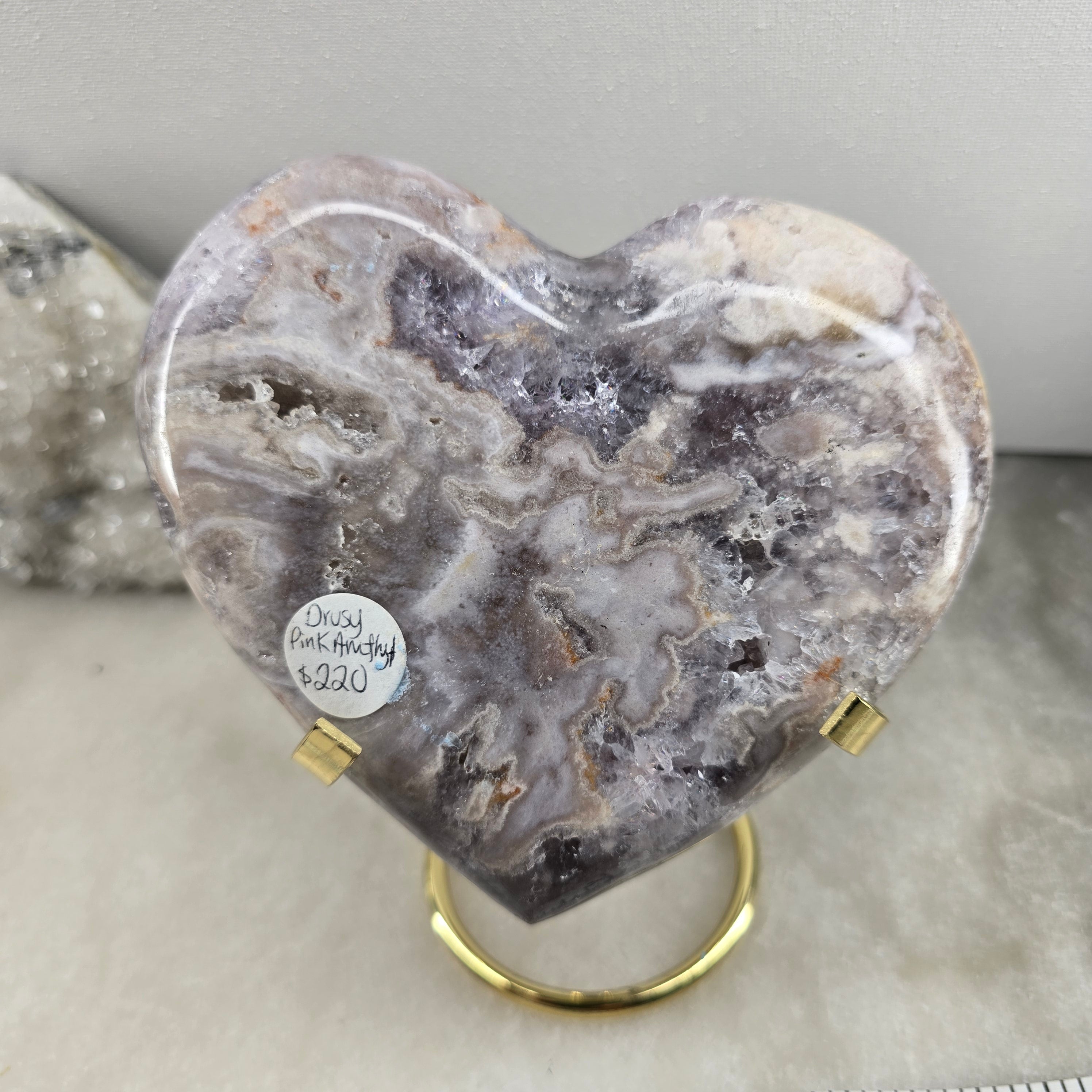 Pink Amethyst polish heart
